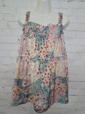 Grace & Lace Floral Feminine Boho Chiffon Tank Top Size Large
